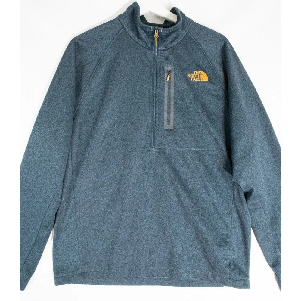 The North Face Jacket Men's Large Blue Green 1/2 Zip Pullover Fleece Long Sleeve